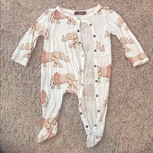 Milkbarn Cream and Brown Footies Pajamas